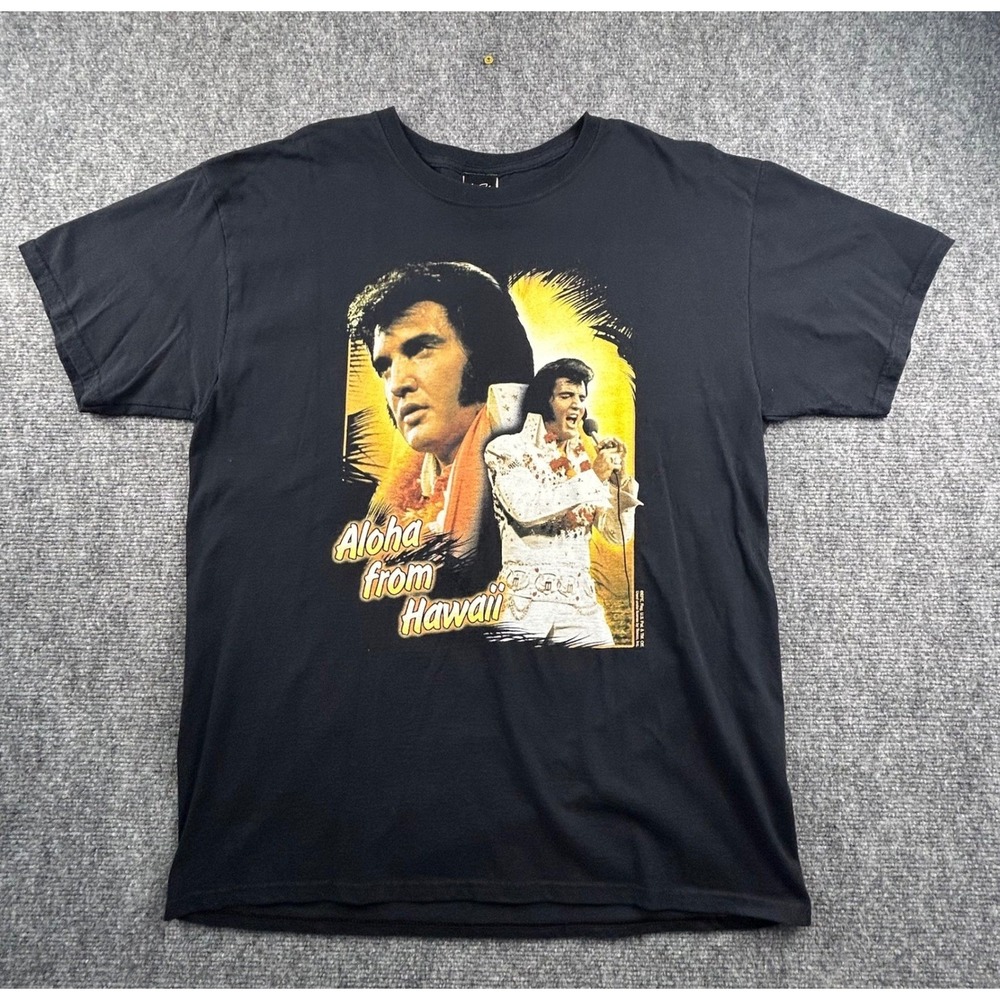 Elvis Presley Aloha from Hawaii Graphic T-Shirt Mens Large Black Jerzees 2015